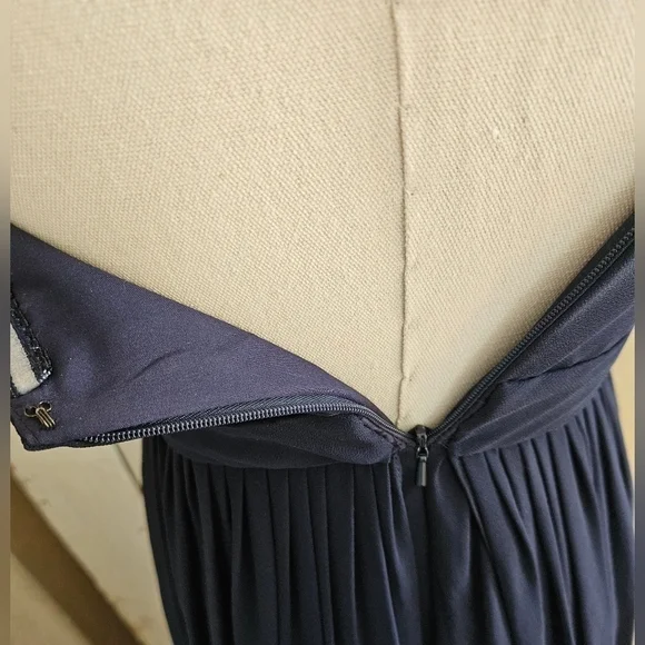 Jenny Yoo Navy Strapless Chiffon Maxi Formal Gown Dress-Size 4 - Picture 5 of 12